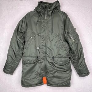 VTG Alpha Industries N-3B Parka Jacket‎ Mens Med Extreme Cold Weather Military